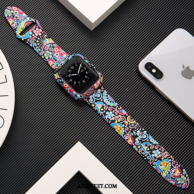 Apple Watch Series 1 Kuoret Painatus Musta Kuori Silikoni Tide-brändi