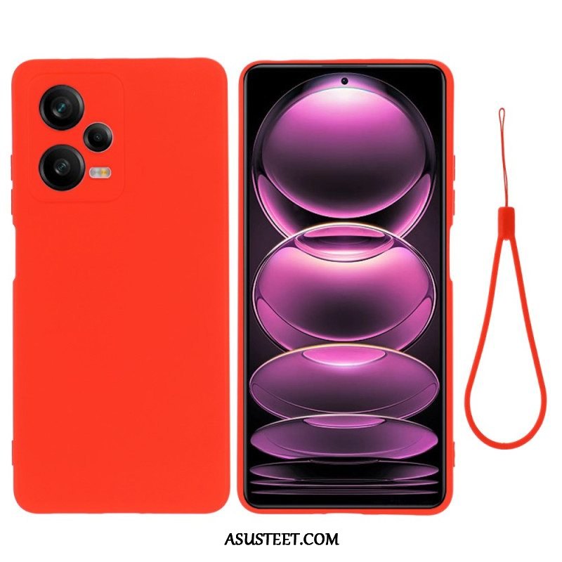 Case Xiaomi Redmi Note 12 Pro Nestemäinen Silikoni Kaulanauhalla