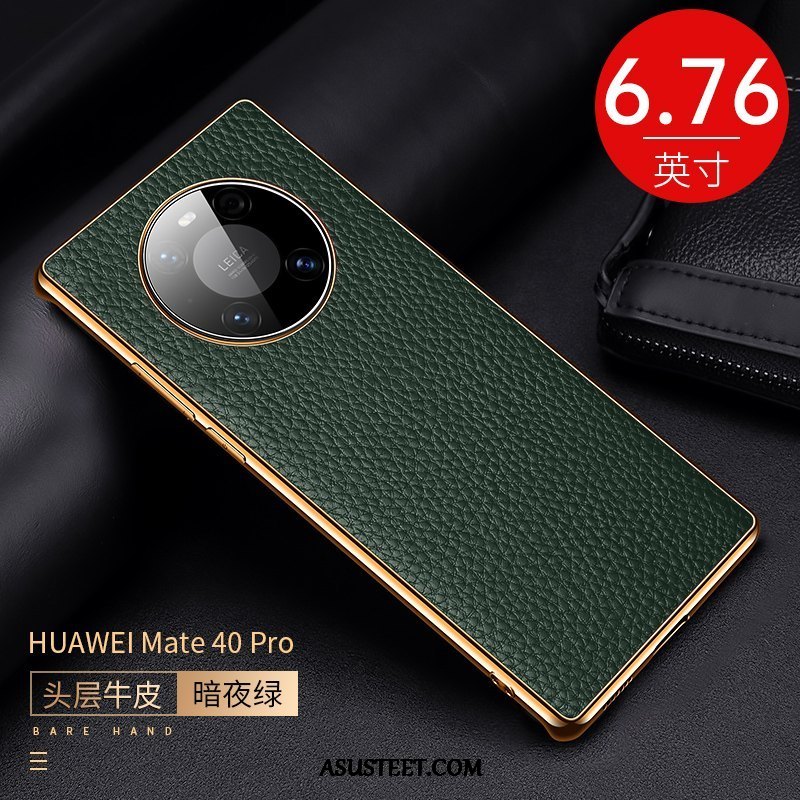 Huawei Mate 40 Pro Kuori Kuoret Lehmä Puhelimen Aito Nahka Litsi Sininen