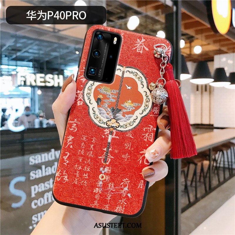 Huawei P40 Pro Kuoret Kuori Kiinalainen Tyyli Punainen Suojaus Puhelimen