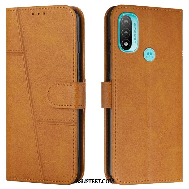 Kotelot Moto E40 / E30 / E20 Suojaketju Kuori Strappy Geo Leather Effect