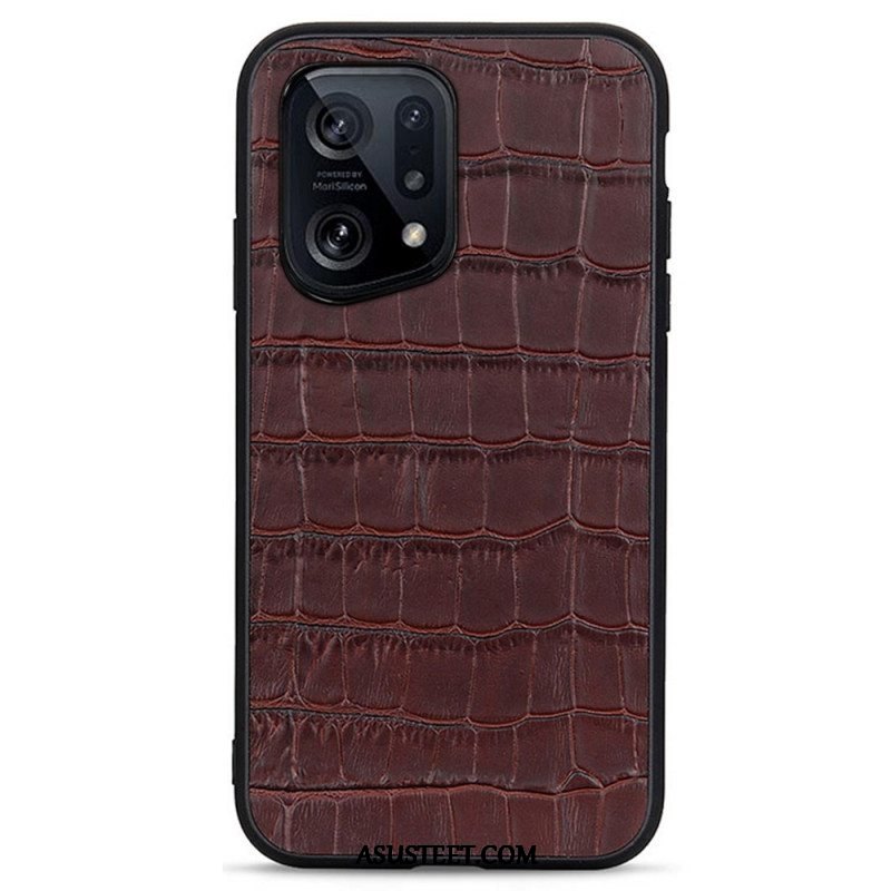 Kuori Oppo Find X5 Aito Crocodile Texture -nahka