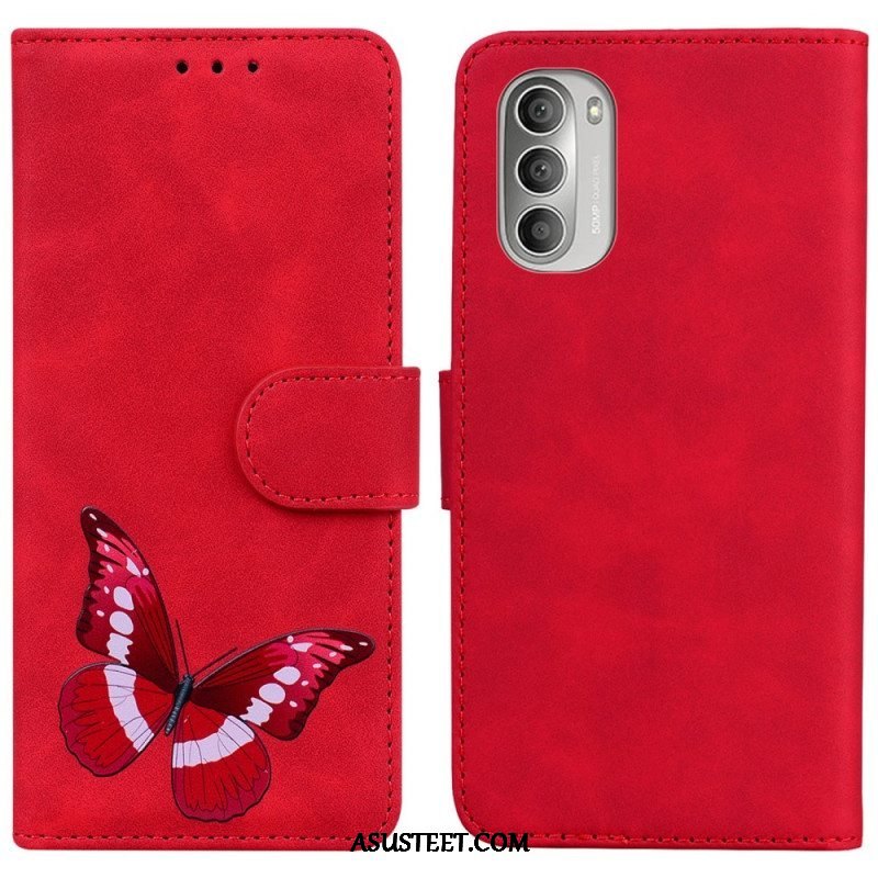 Nahkakotelo Moto G51 5G Skin Touch Butterfly