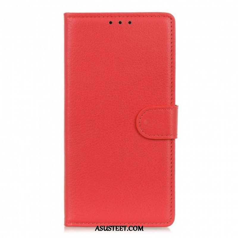 Nahkakotelo Oppo A54 5G / A74 5G Litsi Tekonahkaa