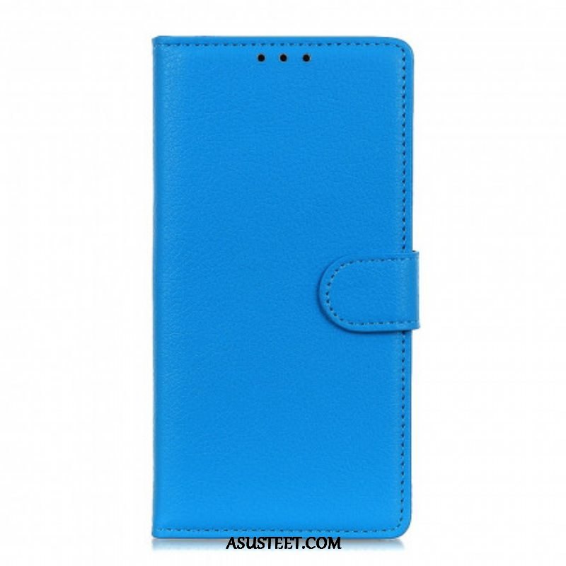 Nahkakotelo Oppo A54 5G / A74 5G Litsi Tekonahkaa