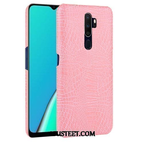 Oppo A5 2020 Kuori Kuoret Murtumaton Punainen Kotelo Krokotiili Nahka