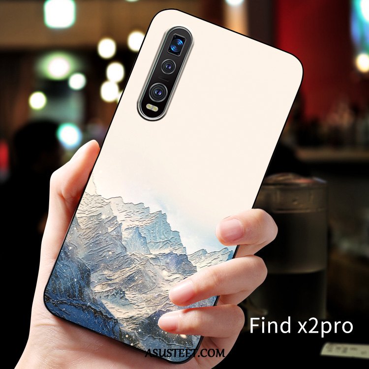 Oppo Find X2 Pro Kuoret Kohokuviointi Pesty Suede Ohut Pehmeä Neste Suojaus