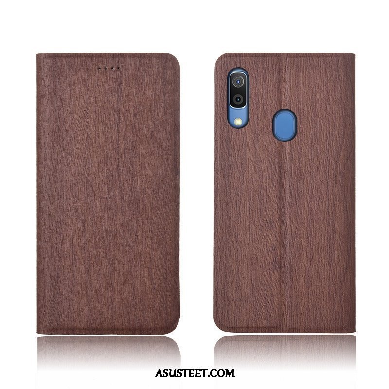 Samsung Galaxy A20e Kuori Kuoret Puu Silikoni Pesty Suede Puhelimen