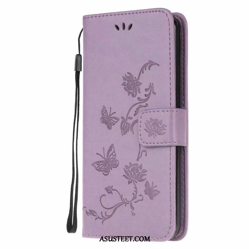 Samsung Galaxy A21s Kuoret Violetti Murtumaton Kortti Simpukka Nahkakotelo