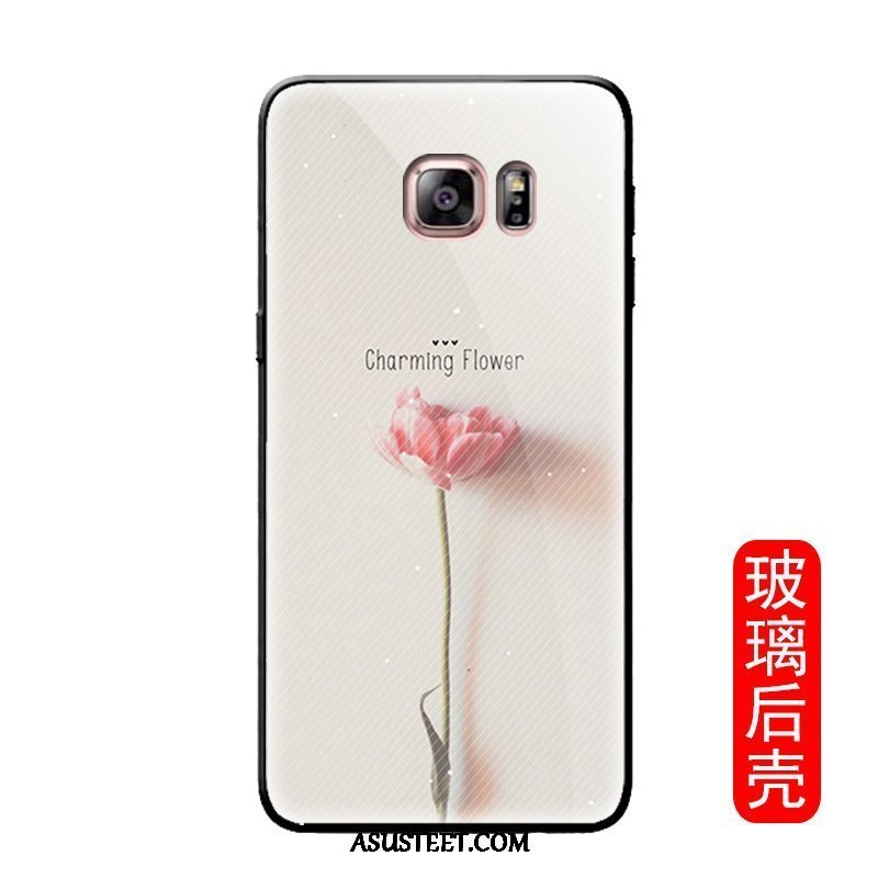Samsung Galaxy S6 Edge Kuoret Yksinkertainen Suojaus Manuaalinen Pinkki Kukka