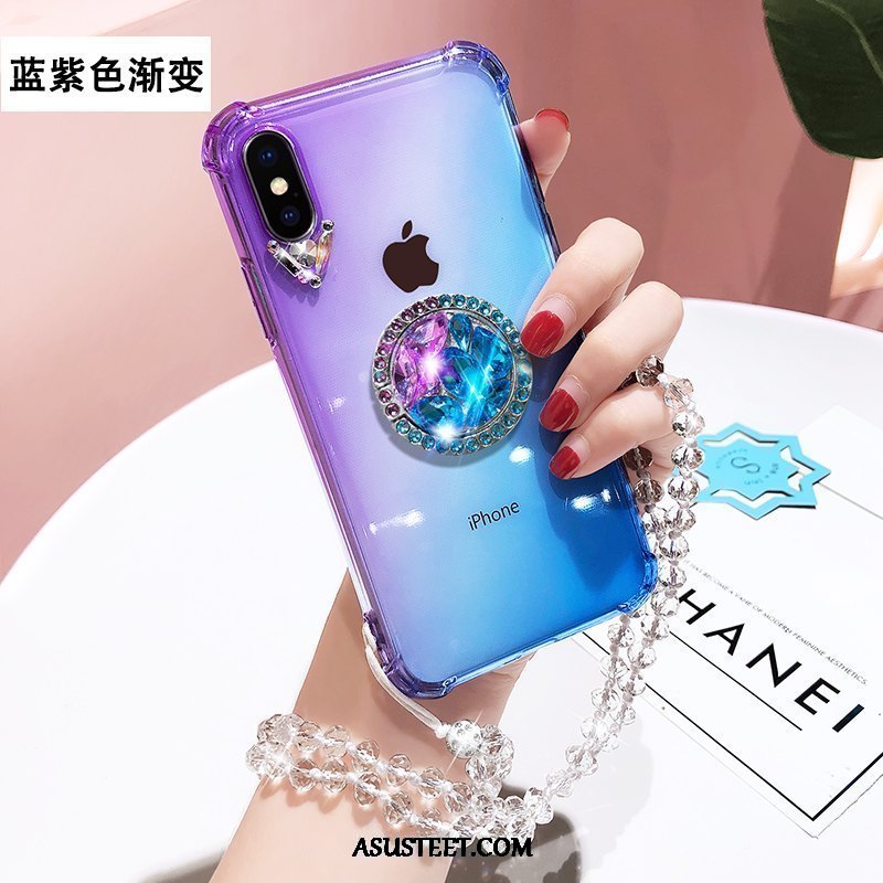 iPhone Xs Kuori Kuoret Persoonallisuus Läpinäkyvä Rhinestone Inlay Rengas Pehmeä Neste