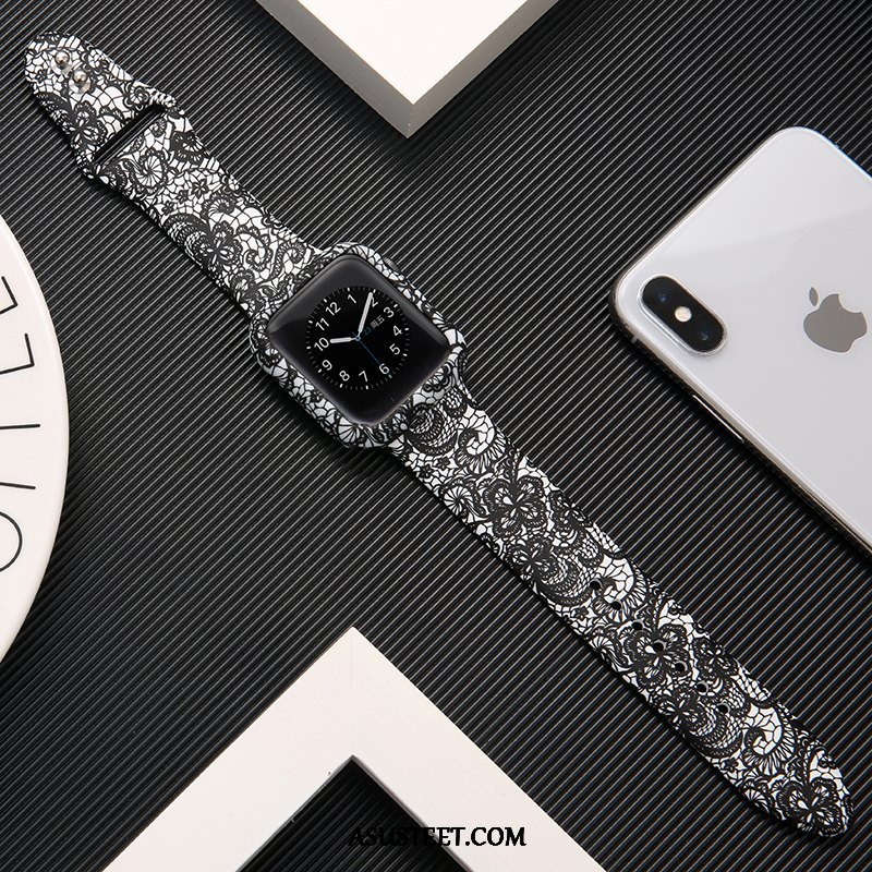 Apple Watch Series 3 Kuoret Painatus Suojaus Silikoni Kuori Musta