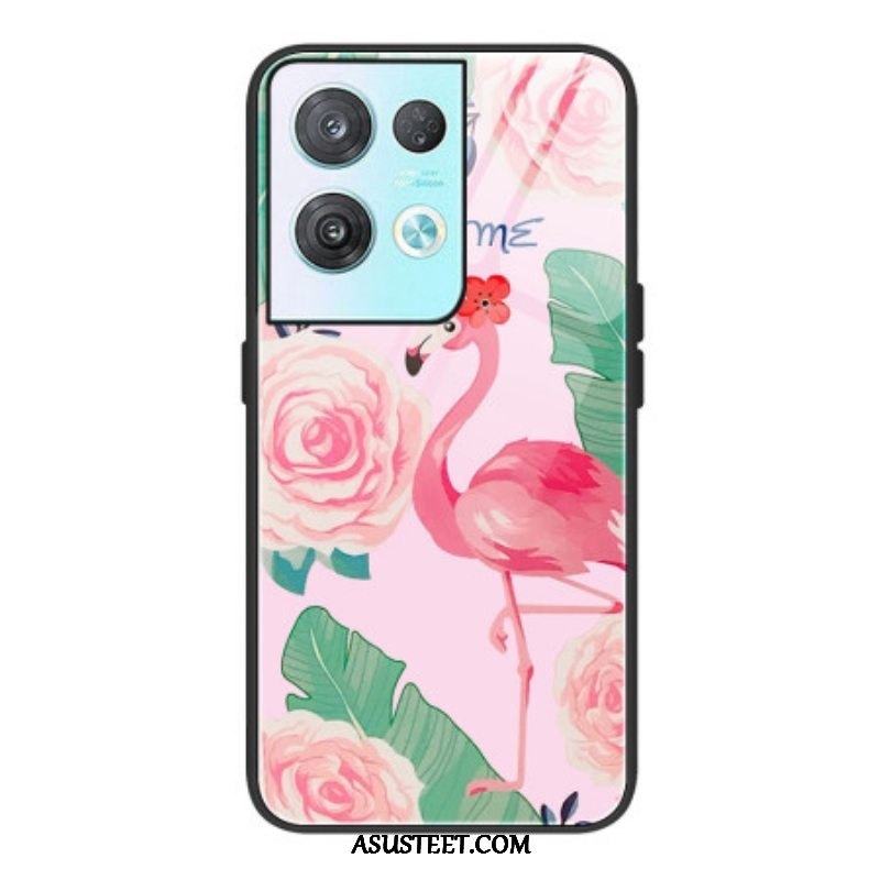 Case Oppo Reno 8 Pro Flamingo Karkaistu Lasi