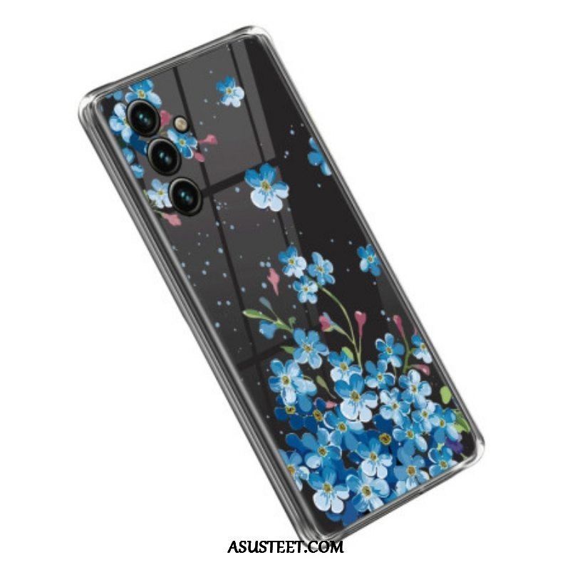 Case Samsung Galaxy A14 / A14 5G Saumattomat Siniset Kukat