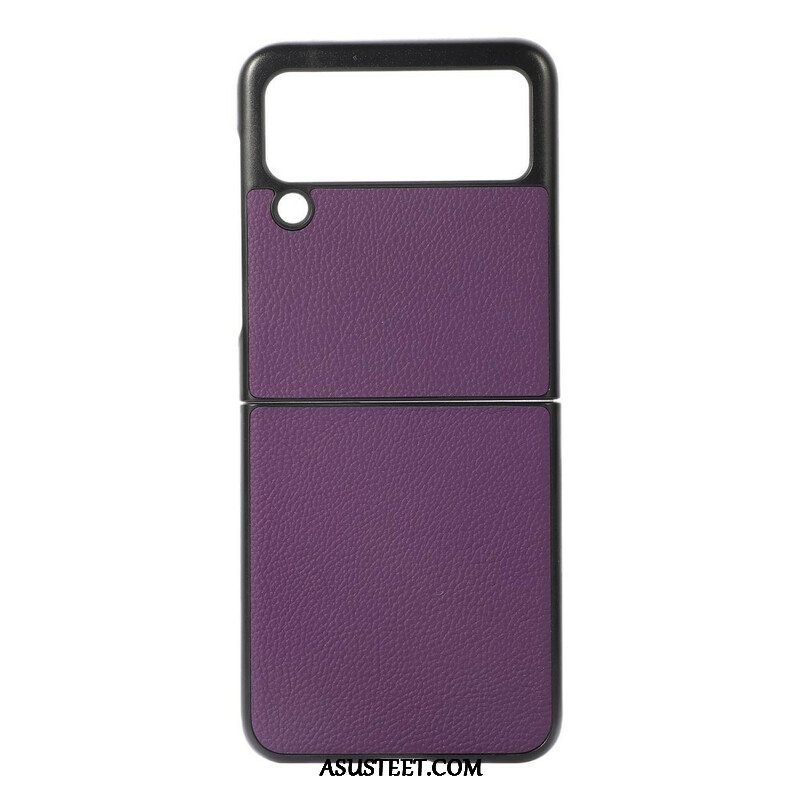 Case Samsung Galaxy Z Flip 3 5G Kotelot Flip Aitoa Litsi-nahkaa