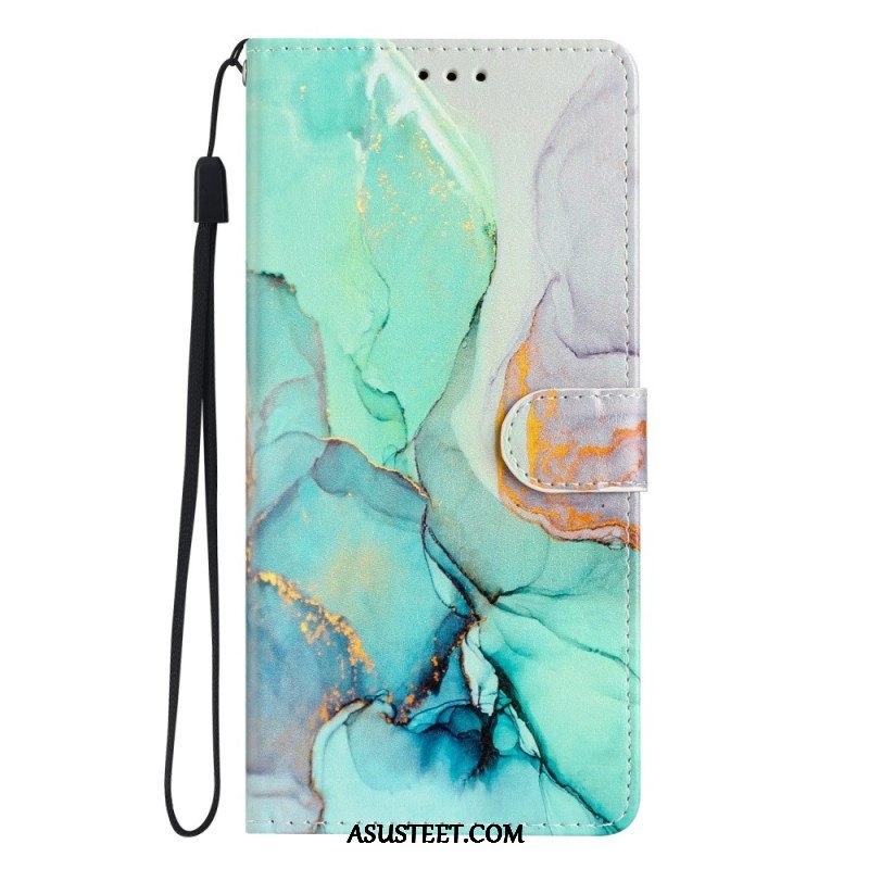 Flip Case Samsung Galaxy A53 5G Suojaketju Kuori Strip Marble