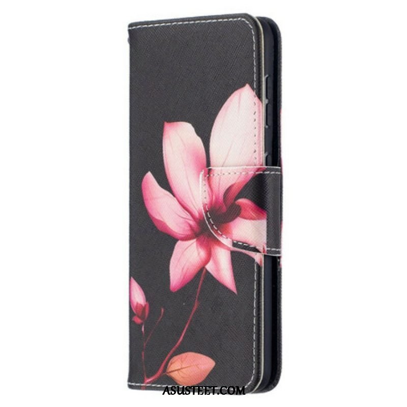 Flip Case Samsung Galaxy S21 5G Vaaleanpunainen Kukka