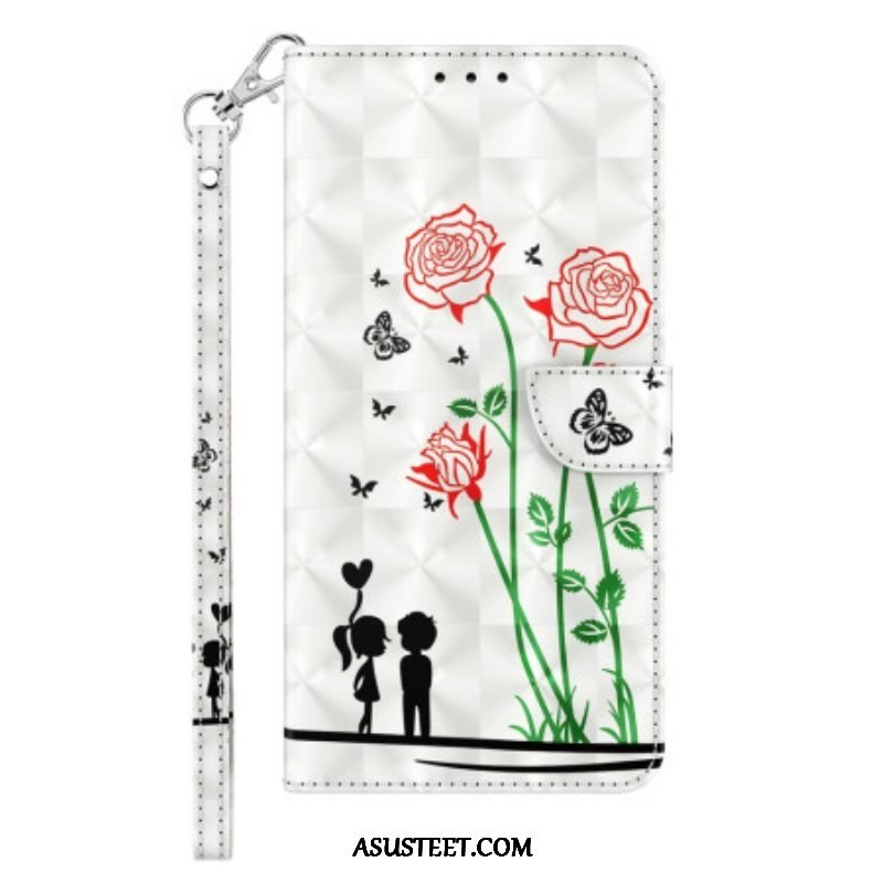 Flip Case iPhone 14 Pro Suojaketju Kuori Lanyard Love Dandelions