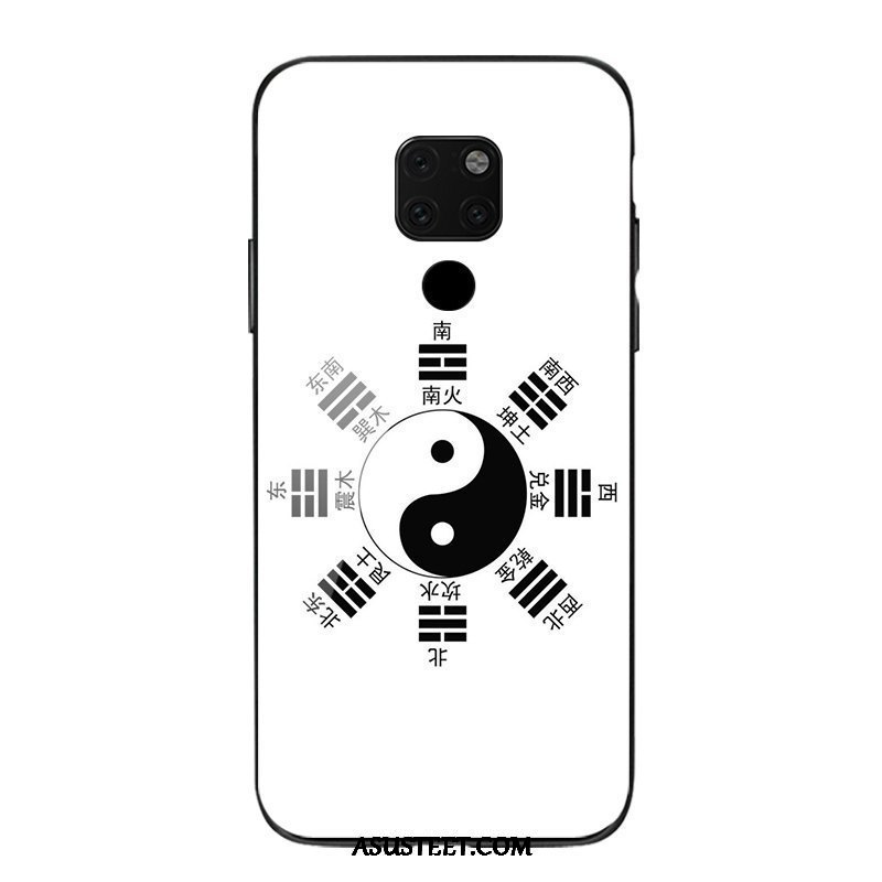 Huawei Mate 20 Kuoret Valkoinen Musta Yksinkertainen Kuori Karkaisu