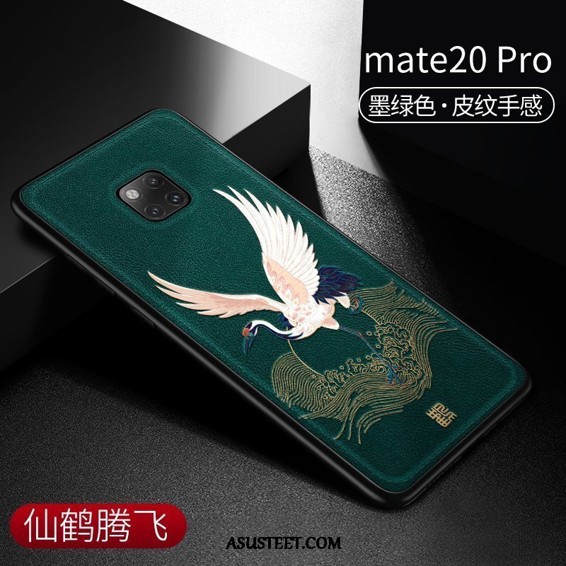 Huawei Mate 20 Pro Kuoret Vihreä Nahka Silikoni Kiinalainen Tyyli Kuori