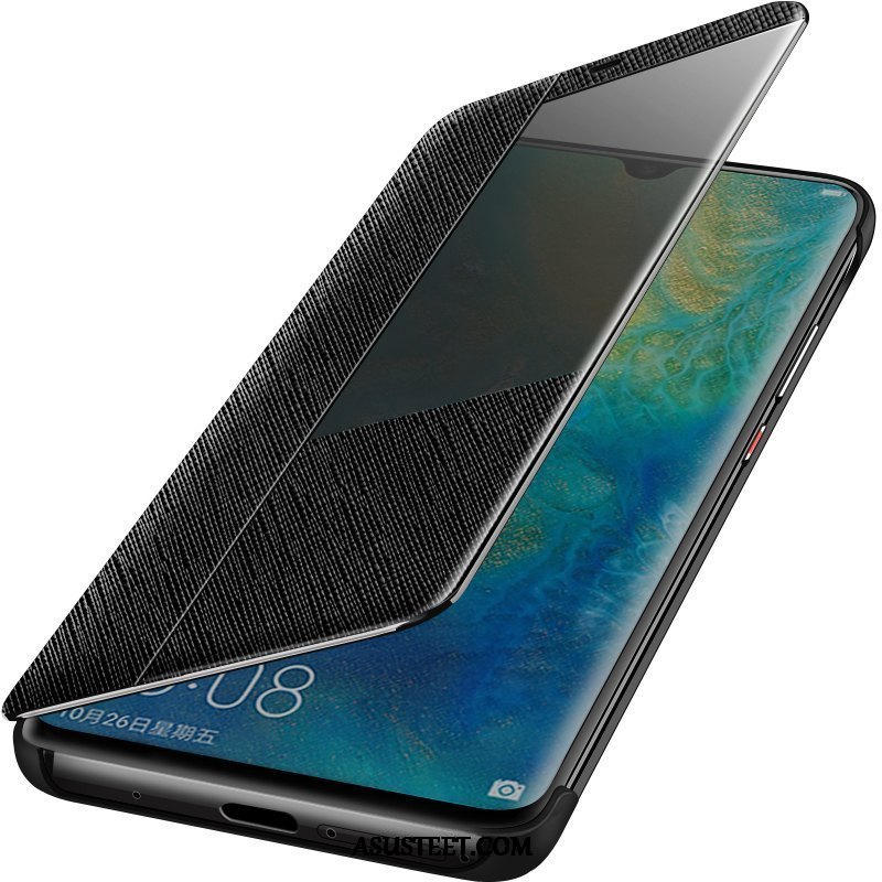 Huawei Mate 20 Rs Kuori Kuoret Nahkakotelo Aito Nahka Musta Puhelimen Suojaus