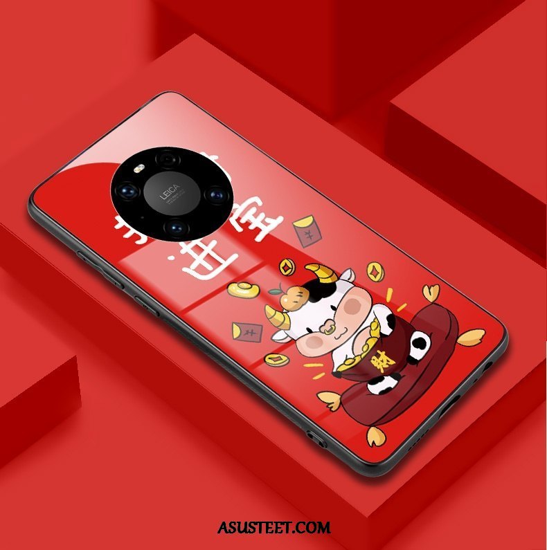 Huawei Mate 40 Pro Kuori Kuoret All Inclusive Lasi Punainen Silikoni Persoonallisuus