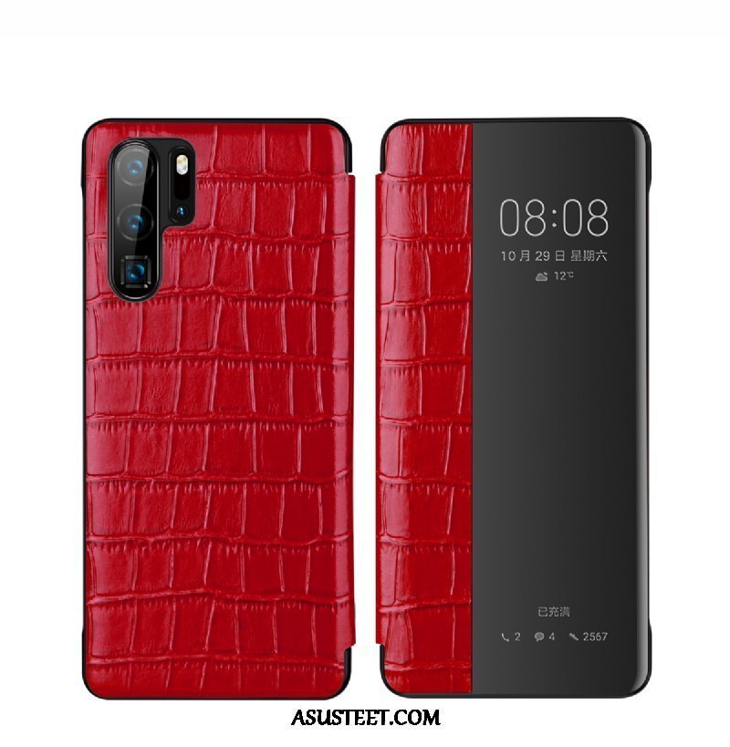 Huawei P30 Pro Kuoret Punainen Krokotiili Nahka Puhelimen Lehmä