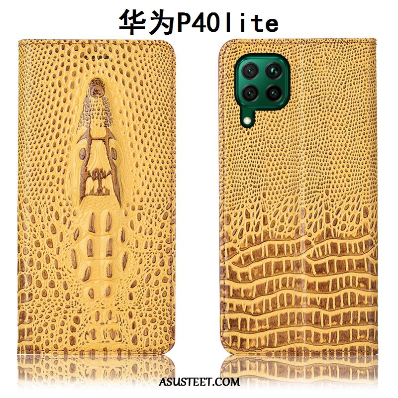 Huawei P40 Lite Kuoret Puhelimen Nahkakotelo Keltainen Suojaus All Inclusive