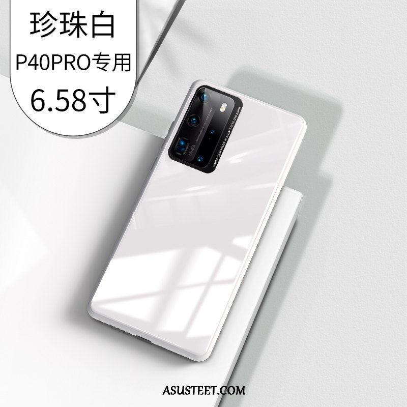 Huawei P40 Pro Kuoret Lasi Suojaus Trendi Ylellisyys Valkoinen