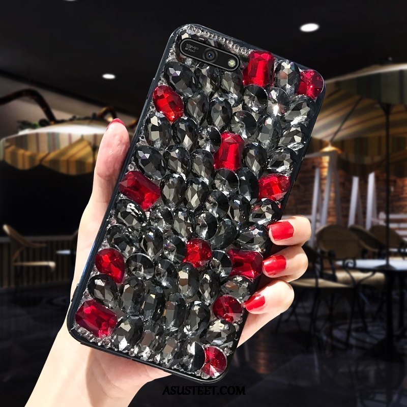 Huawei Y6 2018 Kuoret Murtumaton Rhinestone Inlay Musta Korkea Kova