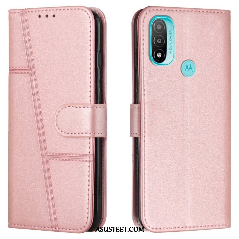 Kotelot Moto E40 / E30 / E20 Suojaketju Kuori Strappy Geo Leather Effect