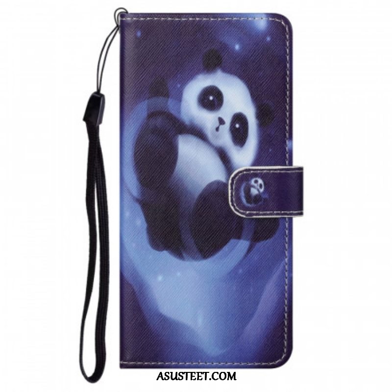 Kotelot Moto G71 5G Suojaketju Kuori Panda Space Kaulanauhalla