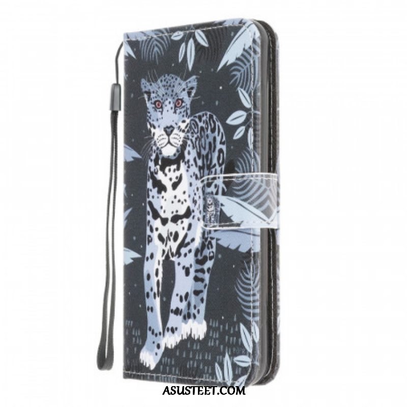 Kotelot Samsung Galaxy M32 Suojaketju Kuori Strappy Leopard