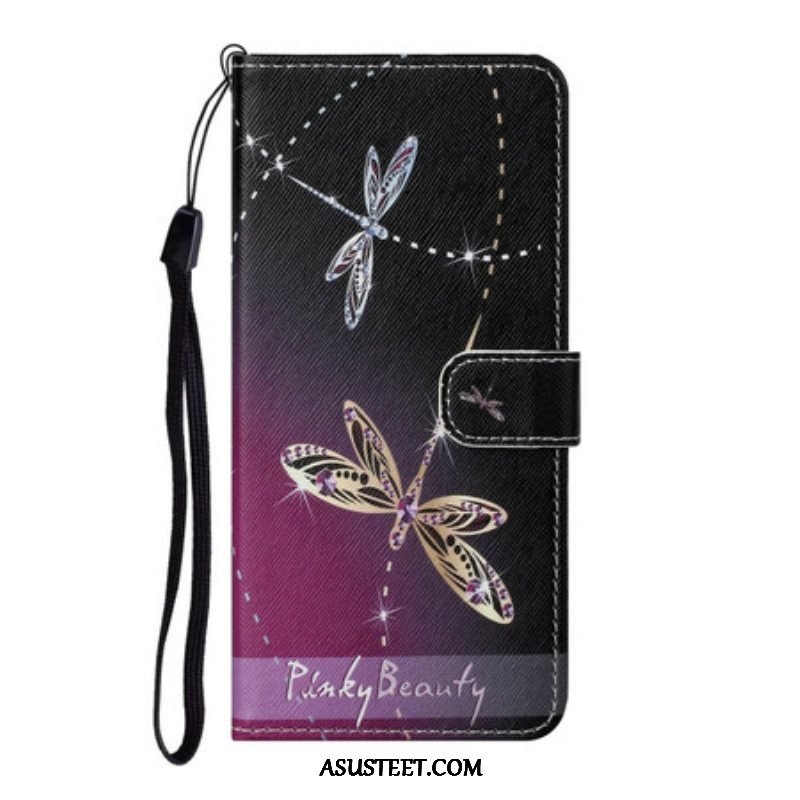 Kotelot Samsung Galaxy S21 FE Suojaketju Kuori Strappy Dragonflies