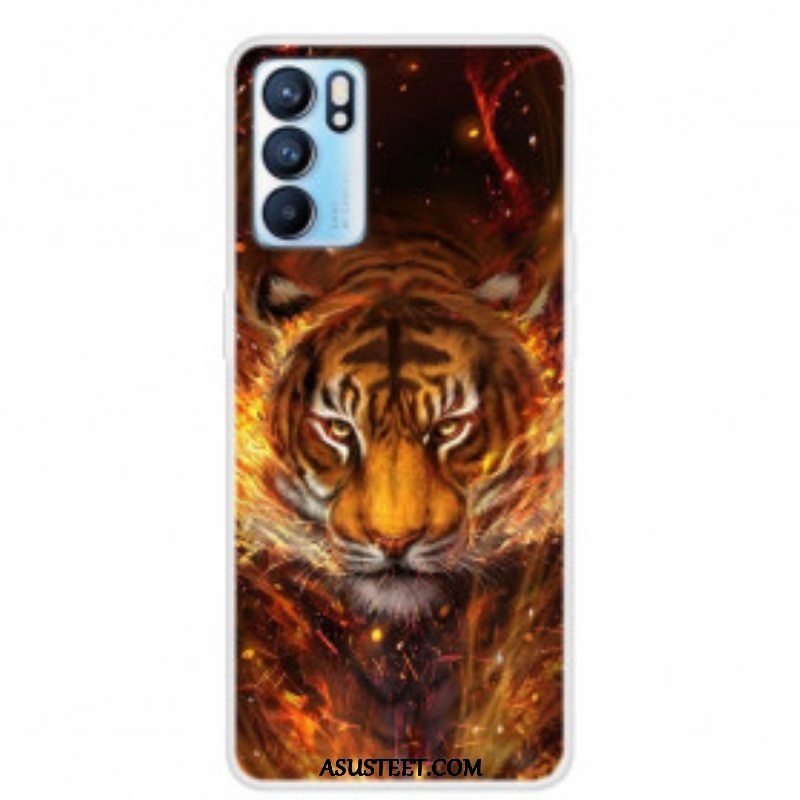 Kuori Oppo Reno 6 5G Joustava Tiger