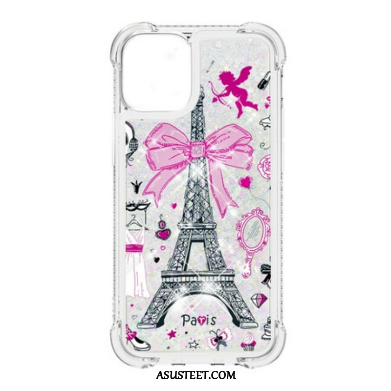 Kuori iPhone 13 Mini Eiffel-tornin Paljetteja