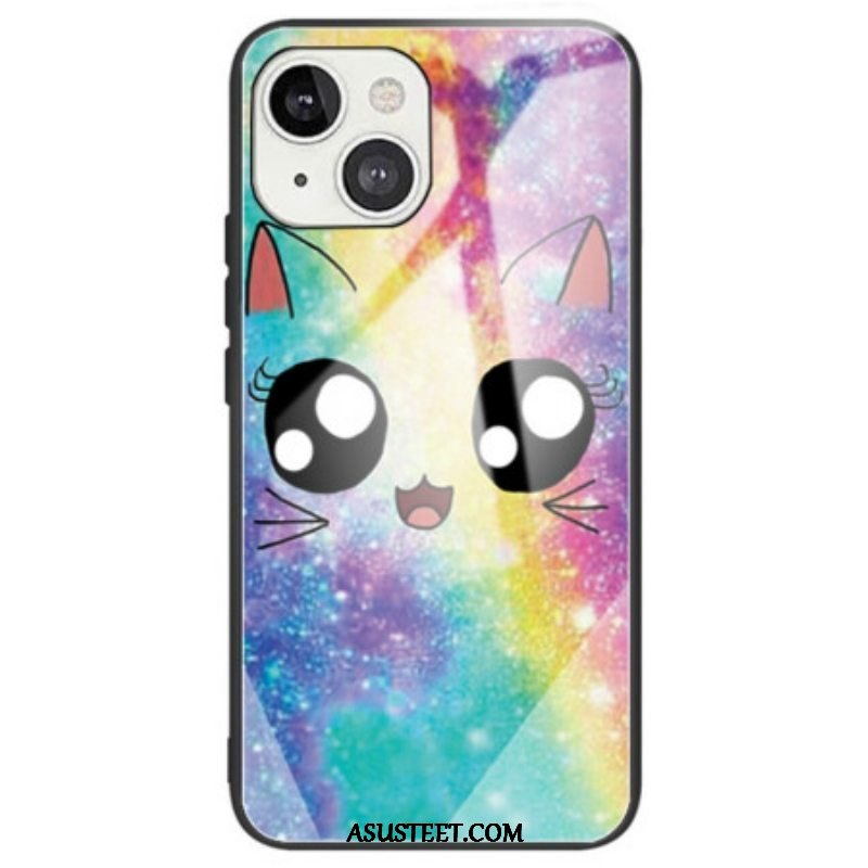 Kuori iPhone 14 Deco Cat Karkaistu Lasi