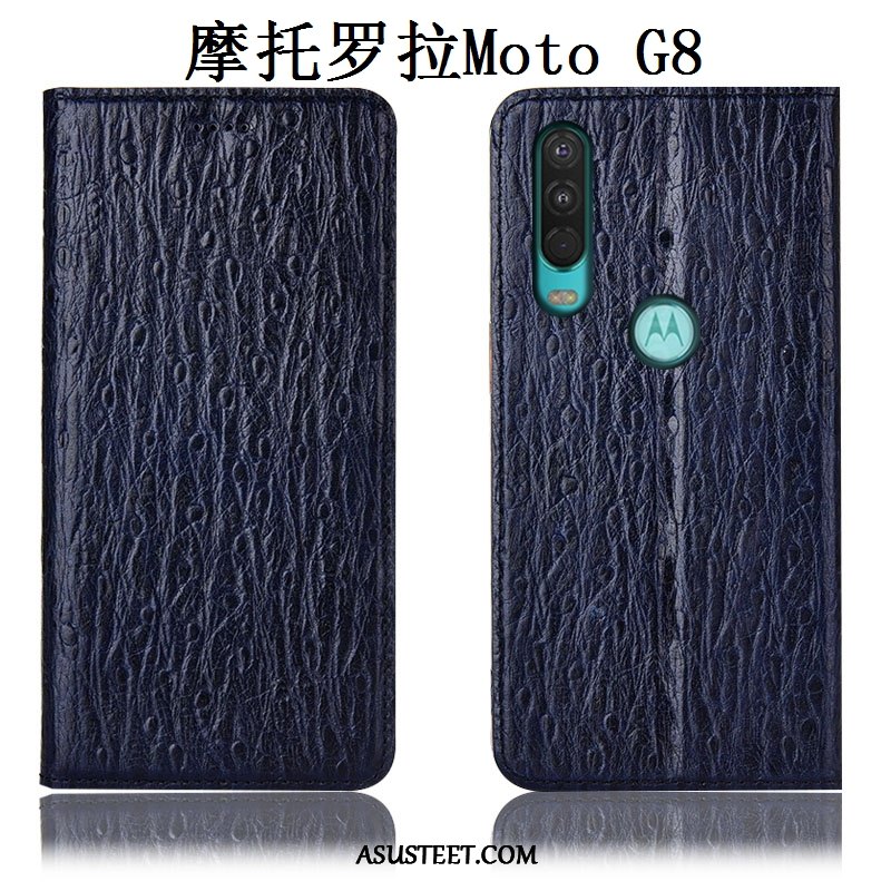 Moto G8 Kuoret Kotelo Murtumaton Aito Nahka Lintu Suojaus