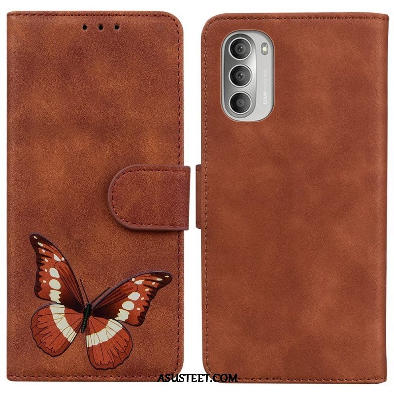 Nahkakotelo Moto G51 5G Skin Touch Butterfly