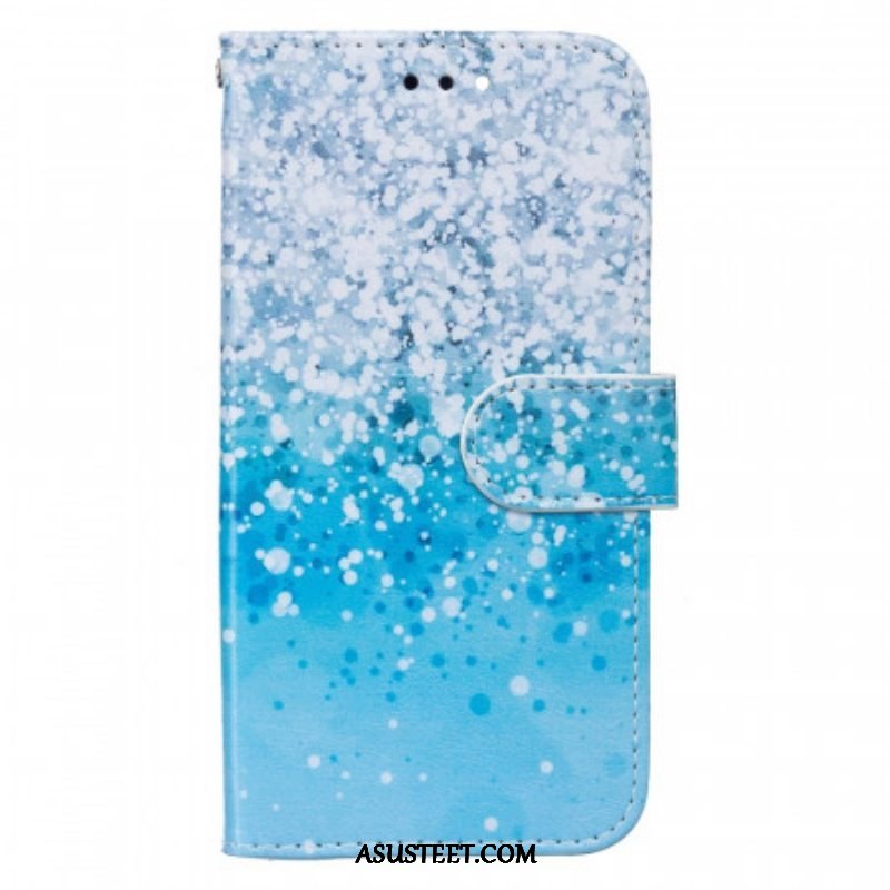 Nahkakotelo Samsung Galaxy A13 5G / A04s Sininen Glitter Gradientti