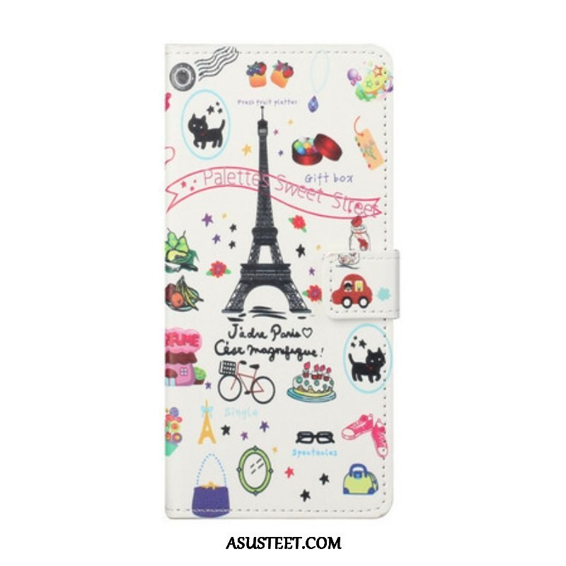 Nahkakotelo Samsung Galaxy S21 5G Rakastan Pariisia