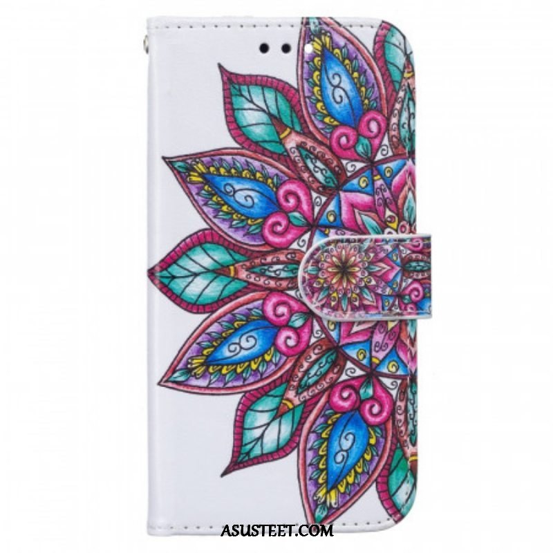 Nahkakotelo Samsung Galaxy S22 5G Piirretty Mandala