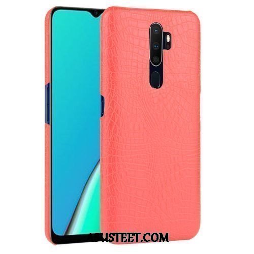 Oppo A5 2020 Kuori Kuoret Murtumaton Punainen Kotelo Krokotiili Nahka