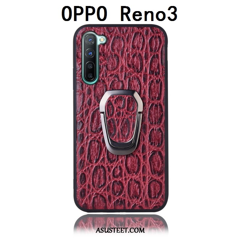 Oppo Reno 3 Kuoret Aito Nahka Puhelimen Tuki Takakansi Kotelo