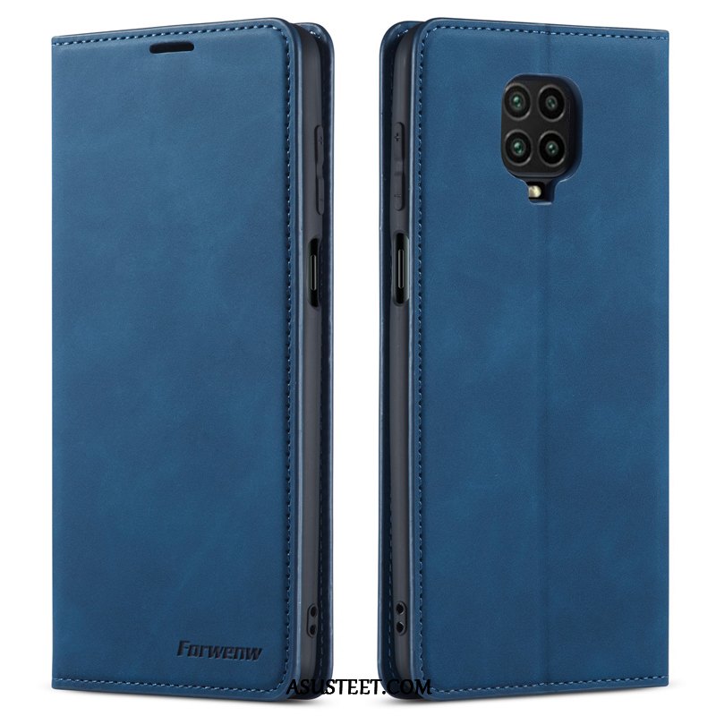 Redmi Note 9 Pro Kuori Kuoret Aito Nahka Nahkakotelo Sininen All Inclusive