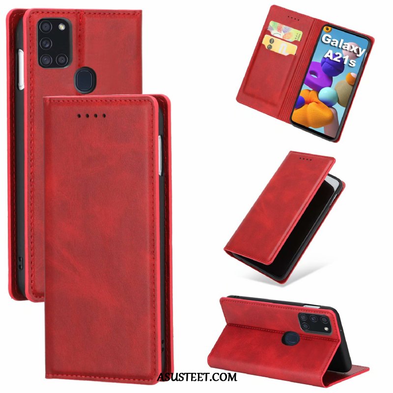 Samsung Galaxy A21s Kuoret Punainen Murtumaton Tähti Kuori Nahkakotelo