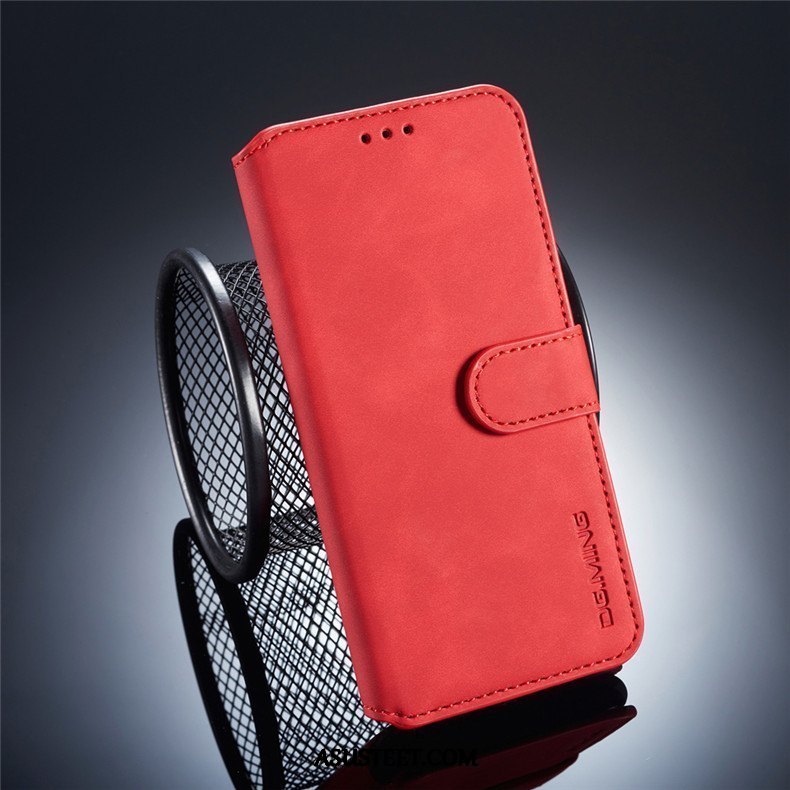 Samsung Galaxy A50 Kuoret Murtumaton Nahkakotelo Tähti Punainen Puhelimen