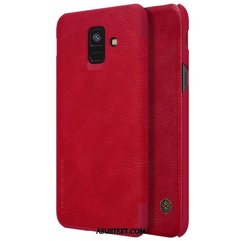 Samsung Galaxy A6 Kuoret Puhelimen Nahkakotelo Kuori Punainen Simpukka