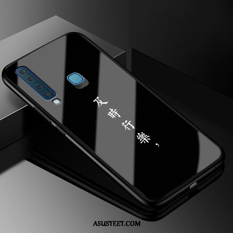 Samsung Galaxy A9 Kuoret Yksinkertainen Lasi Suojaus Musta Kotelo