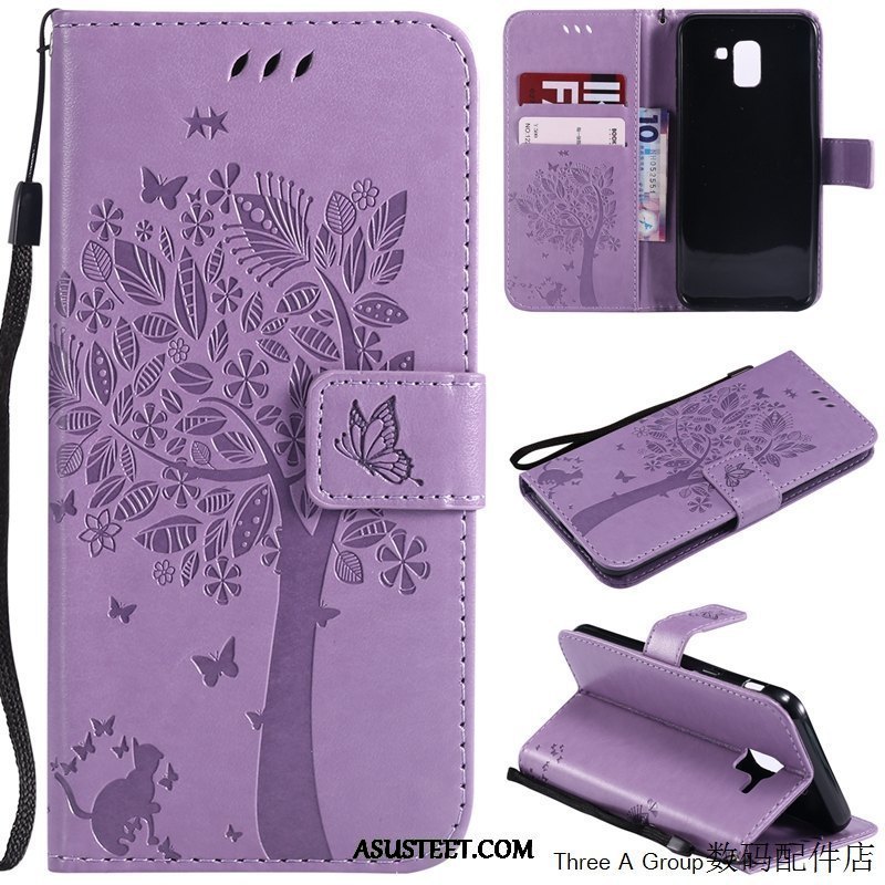 Samsung Galaxy J6 Kuoret Vaalean Violetti Nahkakotelo All Inclusive Suojaus
